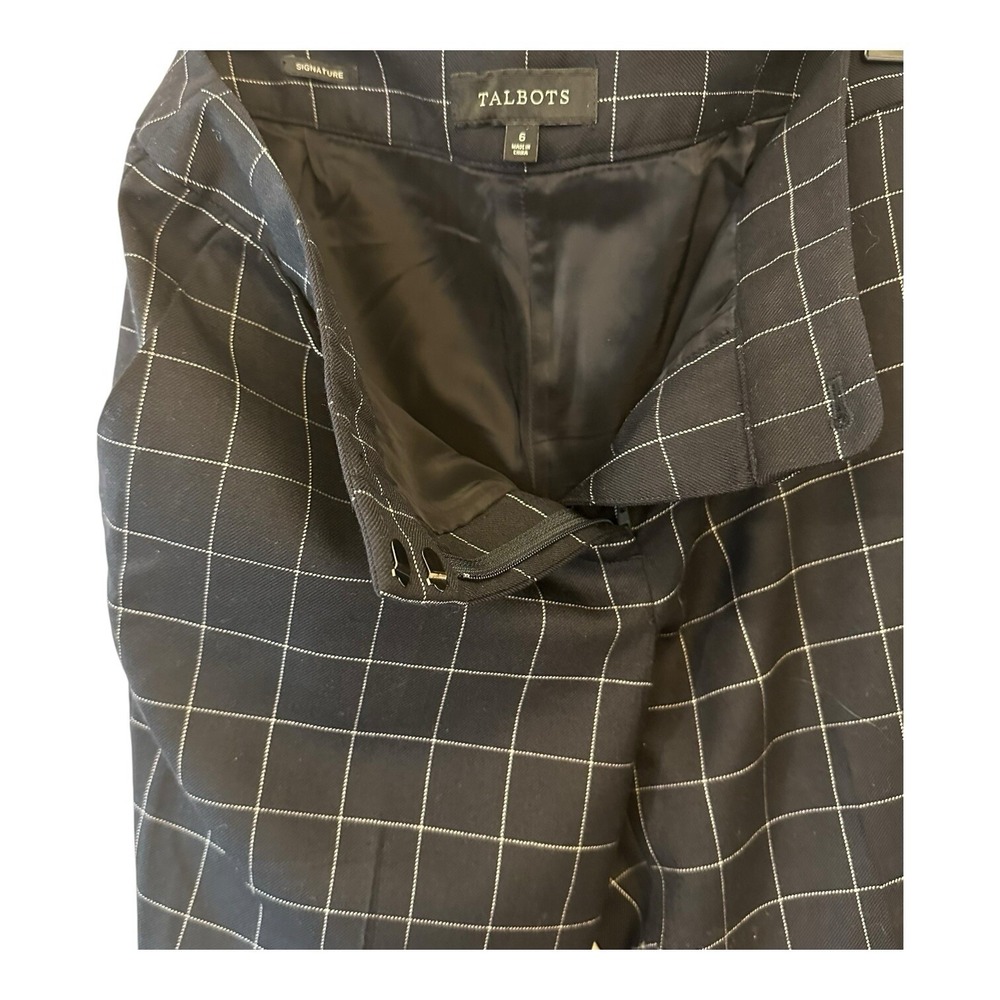 Talbots Women's Wool Blend Pants Black Window Pane Slacks Trousers Lined Size 6 - Picture 10 of 12